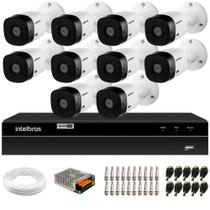 Kit 10 Câmeras Intelbras VHL 1120 Bullet HDCVI Lite, HD 720p, Visão Noturna 20m, IP66 + DVR Intelbras MHDX 1216 Full HD 16 Canais