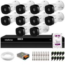 Kit 10 Câmeras Intelbras VHL 1120 Bullet HDCVI Lite, HD 720p, Visão Noturna 20m, IP66 + DVR Intelbras MHDX 1216 Full HD 16 Canais + HD 2TB Purple