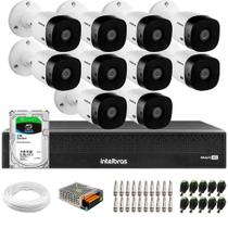 Kit 10 Câmeras Intelbras VHL 1220 B HDCVI LITE Bullet Full HD 1080p Visão Noturna 20m IP66 + Dvr Intelbras MHDX 3116-C 16 Canais + HD SkyHawk 1TB