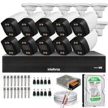 Kit 10 Câmeras Segurança FullColor Visão Noturna Colorida 1080p 2.8mm Dvr Intelbras 500gb