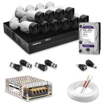 Kit 10 Câmeras Segurança Intelbras Full Hd 1080p Com Dvr Mhdx 1216 1080p Com HD 2TB Purple Completo