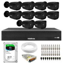 Kit 10 Câmeras Tudo Forte TF 2020 B Black Full HD 1080p Bullet Visão Noturna 20M Proteção IP66 + Dvr Intelbras MHDX 3116-C 16 Canais + HD SkyHawk 1TB