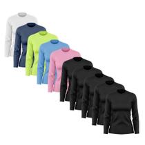 Kit 10 Camisas Feminina Manga Longa Proteção Uv Dry Fit