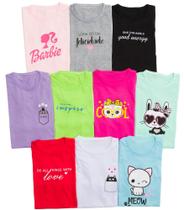 kit 10 Camiseta atacado T-shirt Babylook Feminina juvenil 2 à 16 anos Meninas - LUASOL