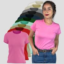 Kit 10 Camiseta Feminina Algodão Manga Curta Gola Redonda Blusinha Básica Confortável T-shirt Atacado