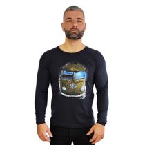 Kit 10 Camiseta Masculina Manga Longa Estampada Gola Redonda 100% Algodão