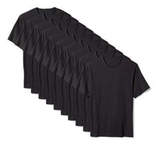 Kit 10 Camisetas Básicas Masculina -shirt Algodão Preta Tee Kit 10 Camisetas Básicas Masculina -shirt Algodão Preta Tee