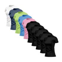 Kit 10 Camisetas Feminina Dry Básica Lisa Proteção Solar UV Térmica Blusa Academia Esporte