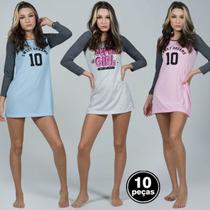 Kit 10 Camisolas Teens Manga Longa Estampada Adolescente Confortável