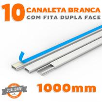 Kit 10 Canaletas PVC Branco com Fita Dupla Face de 1 Metro