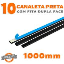 Kit 10 Canaletas PVC Preto com Fita Dupla Face de 1 Metro