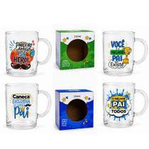 Kit 10 Caneca Dia Dos Pais Vidro Caixa Presente Revenda Premium
