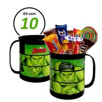 Kit 10 Caneca do Hulk Festa Infantil Lembrança de Aniversário