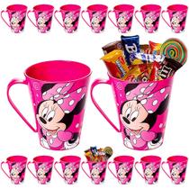 Kit 10 Caneca para Doces Lembranças de Festa Minnie Rosa 360ml