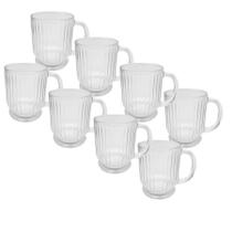 Kit 10 Caneca Xicara Vidro Canelada Grafiatto Chá Café 200ml