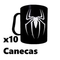 Kit 10 canecas 400ml estampa aranha plástico branco