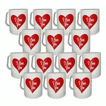 Kit 10 Canecas 450ml Te Amo Plástico Branco Sortidas Kit 10 Canecas 450ml Te Amo Plástico Branco Sortidas