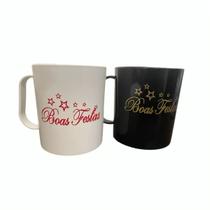 Kit 10 Canecas Boas Festas 450ml Plástico Resistente