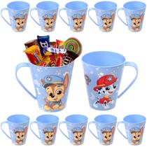 Kit 10 Canecas Copo Patrulha Canina Azul p/ Sacolinha Doces Surpresa Festa Aniversário