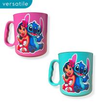 Kit 10 Canecas de Plástico 430ml Stitch & Lilo para Crianças Festas Escolas Cantina