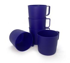 Kit 10 canecas escolar 300ml azul bic plástico PP creche merenda infantil Kit 10 canecas escolar 300ml azul bic plástico PP creche merenda infantil