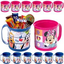 Kit 10 Canecas Minnie e Mickey 360ml Copo Festa Infantil Lembrança Sacolinha Surpresa