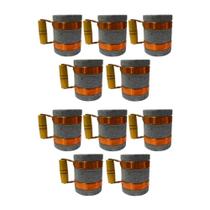 Kit 10 Canecas Pedra de Sabão 350ML Alça Cobre e Madeira Chopp Cerveja Kit 10 Canecas Pedra de Sabão 350ML Alça Cobre e Madeira Chopp Cerveja