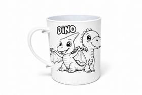 Kit 10 canecas plasticas 4 dinossauros baby para colorir