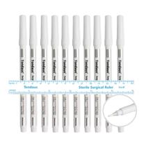 Kit 10 Caneta Marcação Cirúrgica Branca com Régua para Olhos e Desing Tondaus Ponta 1.0mm
