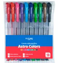 kIT 10 CANETAS ESFEROGRÁFICA 1.0 ASTRO COLORS FUTURO OFFICE