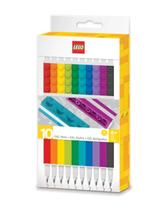 Kit 10 Canetas Gel Coloridas com Peça LEGO 14 LEGO Stationery Material Escolar Lego Kit 10 Canetas Gel Coloridas com Peça LEGO 14 LEGO Stationery Material Escolar Lego