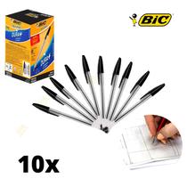 Kit 10 Canetas Pretas Esferográficas Bic Original Escolar