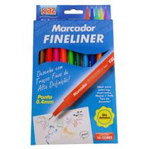 Kit 10 Canetinha Coloridas Fineliner Ponta Traço Fina 0.4mm - Kaz