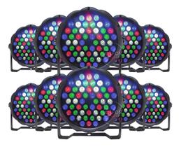 Kit 10 Canhao Led 64 Rgbw 54 Led 3w Dmx Jogo De Luz Slim Pro Kit 10 Canhao Led 64 Rgbw 54 Led 3w Dmx Jogo De Luz Slim Pro
