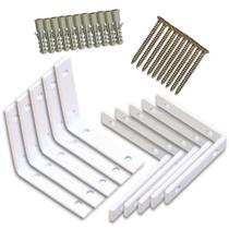 Kit 10 Cantoneiras em L 6x6 Mão Francesa com 10 Parafusos e Buchas - Bestfer