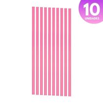 Kit 10 Canudo 31Cm Pink/Preto/Transparente Plástico Kit 10 Canudo 31Cm Pink/Preto/Transparente Plástico