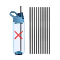 Kit 10 Canudos Plástico Preto Garrafa Squeeze Academia