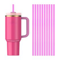 Kit 10 Canudos Plástico Rígido Reutilizável 30cm Extra Longo