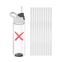 Kit 10 Canudos Plástico Transparente Garrafa Squeeze