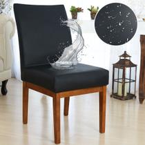Kit 10 Capa Cadeira Jantar Impermeável Preto Decoração de Mesa