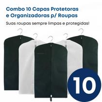 Kit 10 Capa Impermeavel Para Terno Jaqueta C Zíper Antimofo Kit 10 Capa Impermeavel Para Terno Jaqueta C Zíper Antimofo