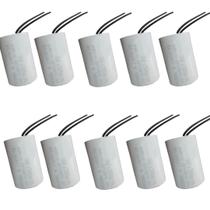 Kit 10 capacitor 20x250v 2 fios metalizado tri