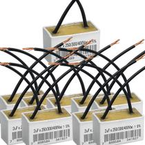 Kit 10 capacitor 2x250/300/400v quadr 2 fios metalizado trio Kit 10 capacitor 2x250/300/400v quadr 2 fios metalizado trio