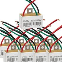 Kit 10 capacitor 3 fios 0,7 0,9 uf x 250/400 v chapa tri Kit 10 capacitor 3 fios 0,7 0,9 uf x 250/400 v chapa tri