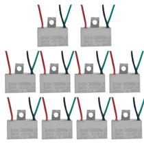 Kit 10 capacitor 3 fios 0,7 0,9 uf x 250/400 v chapa tri