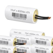 Kit 10 capacitor 30x250v 2 fios metalizado tri