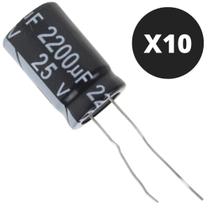 Kit 10 Capacitor Eletrolitico 2200X25V-105 Graus Novo