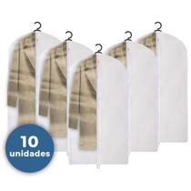 Kit 10 Capas Protetora Para Roupas Ternos Vestido Pronta Entrega Qualidade Anti Mofo Transparente TNT Branco