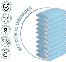 Kit 10 Capas Protetoras de Travesseiro Antiácaro Fungos Azul
