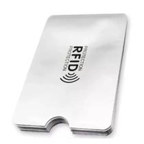 Kit 10 Capinhas Protetor de Cartão RFID Anti Furto Prateado